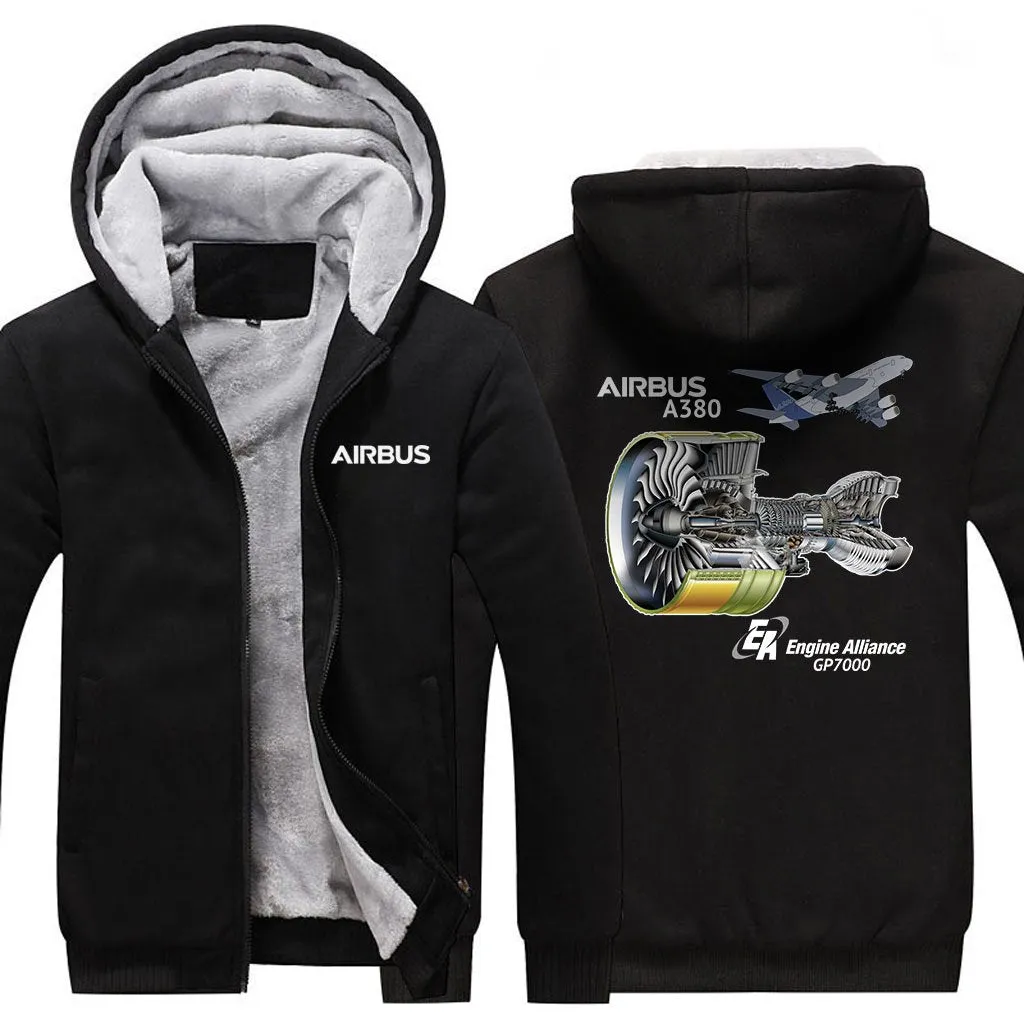 AIRBUS A380 GP7000 WINTER THICK ZIP SWEATSHIRTS